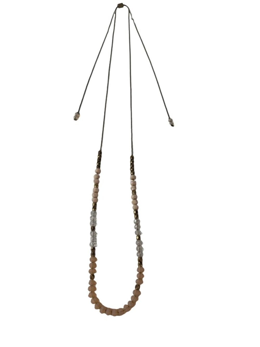 Adjustable Sliding Bead Necklace with Faceted Glass and Metallic Accent Beads 26